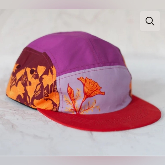 final switchback Other - Colorful California Poppy Floral 5 Panel Trail Adjustable Cap Hat